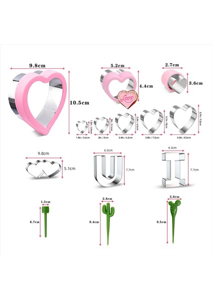15 Adet Kalp Kurabiye Kesici Seti 9 Boyutlar Kalp Şekleli Kurabiye Kesici, Paslanmaz Çelik Sevgililer Çerez Kesici Seti (Yurt Dışından) fiyatları