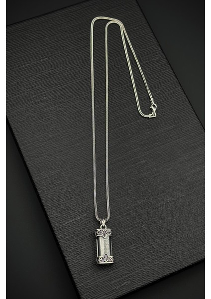 925 Ayar Gümüş Cevşen Gümüş Renk Erkek Kolye FRJ30905-1005-A