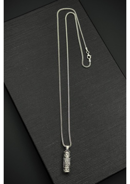 925 Ayar Gümüş Cevşen Gümüş Renk Erkek Kolye FRJ30909-1009-A