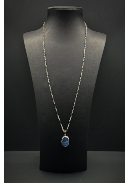 925 Ayar Gümüş ve Sodalit Doğal Taşlı Lacivert Renk Erkek Kolye FRJ30918-1018-L fiyatları