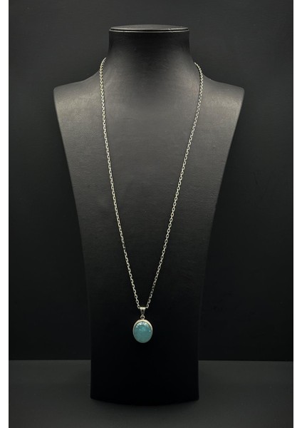 925 Ayar Gümüş ve Aqua Marine Doğal Taşlı Mavi Renk Erkek Kolye FRJ30918-1018-M2 fiyatları