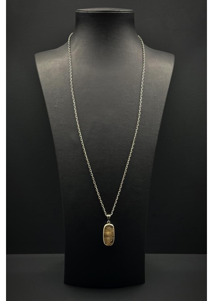 925 Ayar Gümüş ve Sitrin Doğal Taşlı Sarı Renk Erkek Kolye FRJ30918-1018-S modelleri