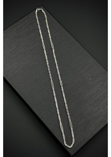 925 Ayar Gümüş Kral Model Siyah Zirkon Taşlı Gümüş Renk Erkek Kolye FRJ30922-1022-S