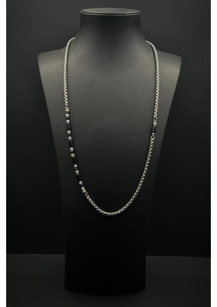 316L Çelik Italyan Model Onyx Doğal Taşlı Siyah Renk Erkek Kolye FRJ30858-958-S fiyatları