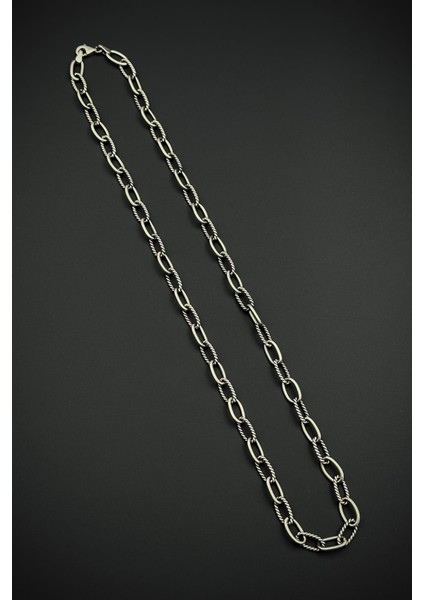 925 Ayar Gümüş Italyan Model Gümüş Renk Erkek Kolye FRJ30933-1033-A