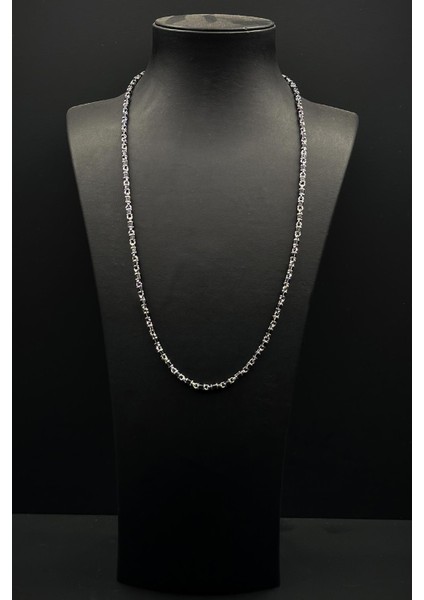 925 Ayar Gümüş Italyan Model Siyah Zirkon Taşlı Gümüş Renk Erkek Kolye FRJ30935-1035-S fiyatları