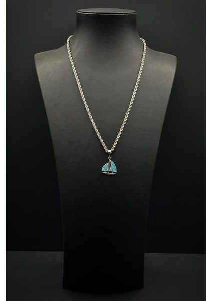 925 Ayar Gümüş Turkuaz Yelken Figürlü Gümüş Renk Erkek Kolye FRJ30936-1036-M modelleri