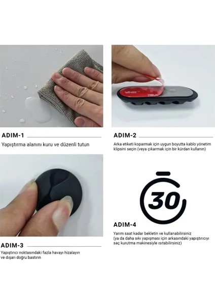 16'lı Çok Kanallı Yapışkanlı Kablo Sabitleyici Seti modelleri