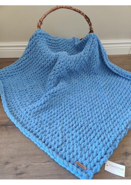 Bebek Battaniyesi Kışlık-Kalın Orta Mavi 100*100