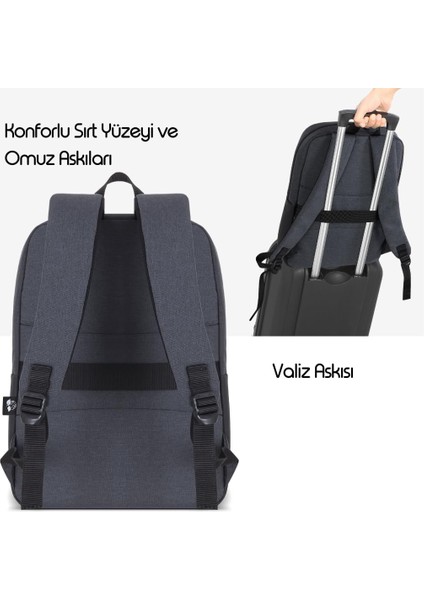 - Unicity Eco MCE-1103 Çevre Dostu Laptop Sırt Çantası - Macbook/airpro Uyumlu - Unisex - Siyah