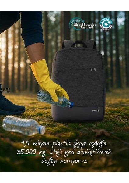 - Unicity Eco MCE-1103 Çevre Dostu Laptop Sırt Çantası - Macbook/airpro Uyumlu - Unisex - Siyah