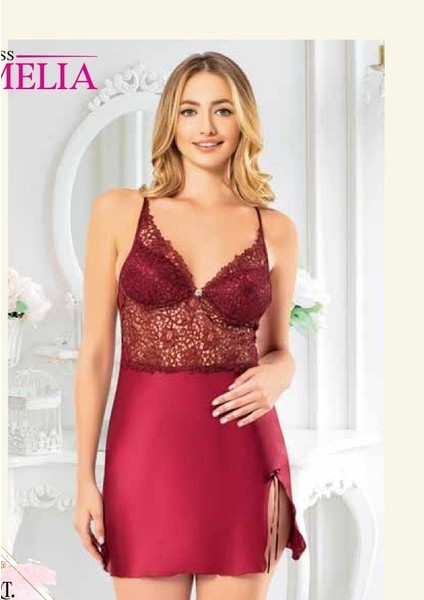 Ipek Saten 6'lı Gecelik Sabahlık TAKIM-1320 Bordo