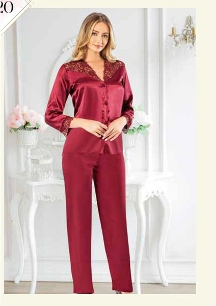 Ipek Saten 6'lı Gecelik Sabahlık TAKIM-1320 Bordo modelleri