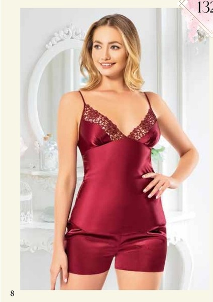 Ipek Saten 6'lı Gecelik Sabahlık TAKIM-1320 Bordo fırsatları