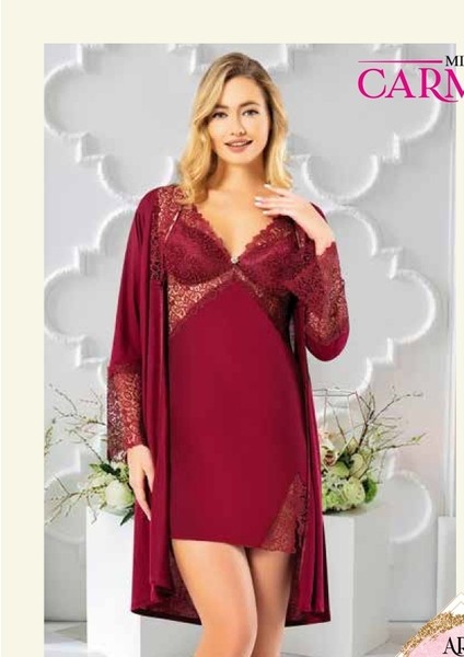 Penye 6'lı Gecelik Sabahlık TAKIM-330 Bordo