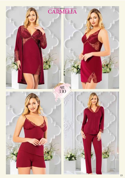 Penye 6'lı Gecelik Sabahlık TAKIM-330 Bordo