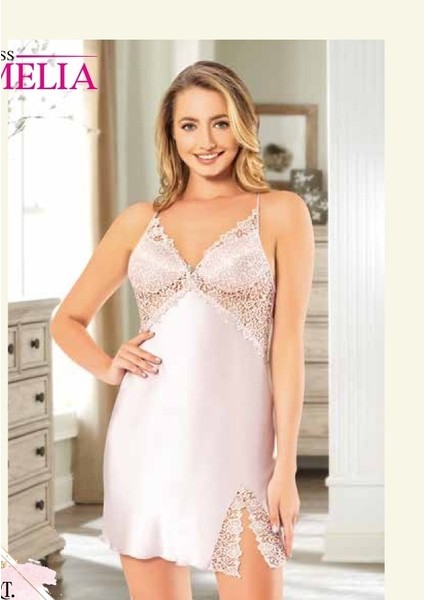 Ipek Saten 6'lı Gecelik Sabahlık TAKIM-1330 Pudra