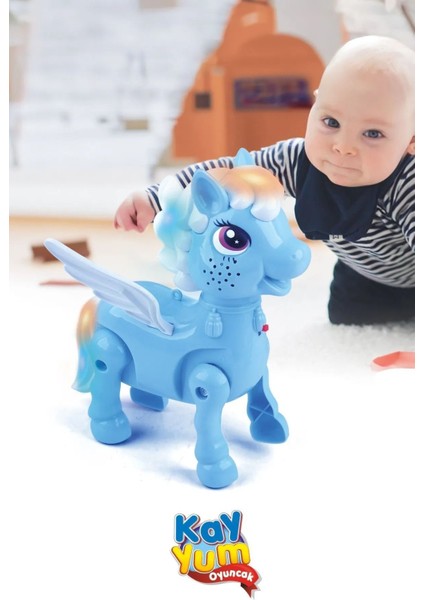 Unicorn Pony Işıklı Sesli Pilli Yürüyen Mavi-Pembe Oyuncak Figür (Renk Belirtiniz Lütfen) fiyatları