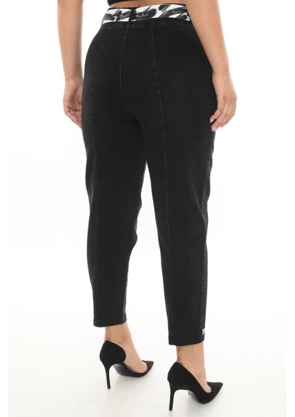 Büyük Beden Mom Kemerli Yüksek Bel Denim Kadın Pantolon indirimleri