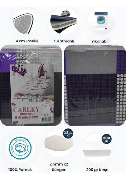 140 x 50 Lastikli Kalın Keçeli Yıkanabilir Ütü Masası Bezi Kılıf Örtü