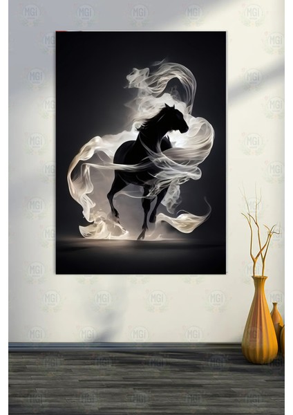 Büyük Boy Modern Dekor Siyah Beyaz Asil At Kanvas Tablo Salon Duvar Dekoru modelleri