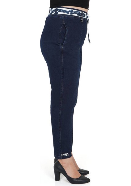 Büyük Beden Mom Kemerli Yüksek Bel Denim Kadın Pantolon fiyatları