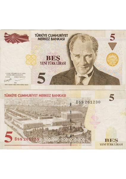 8. Emisyon 5 Ytl B88 Yeni Türk Lirası. Çok Temiz.