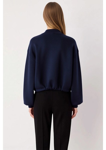 Kadın Fermuarlı Geniş Kalıp Mont Görünümlü Özel Iplik Dokulu Triko Hırka Konforlu Üst Giyim Seçeneği indirimleri