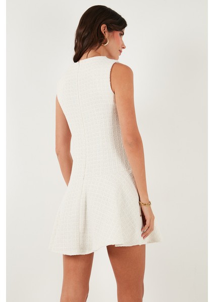 Pamuklu Regular Fit Bisiklet Yaka Düğme Detaylı A Kesim Mini Abiye Elbise Bayan ELBİSE 6525687