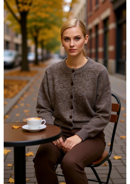 Kadın Bisiklet Yaka Düşük Kol Oversize Kesim Triko Hırka Kış Günleri Konforlu Şık Bir Dış Giyim fiyatları