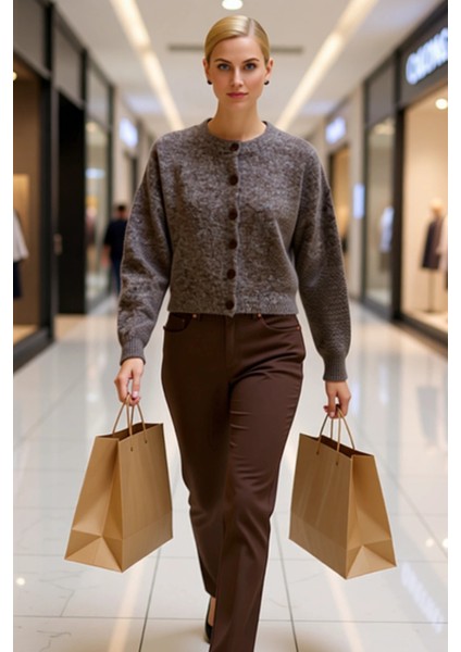 Kadın Bisiklet Yaka Düşük Kol Oversize Kesim Triko Hırka Kış Günleri Konforlu Şık Bir Dış Giyim modelleri