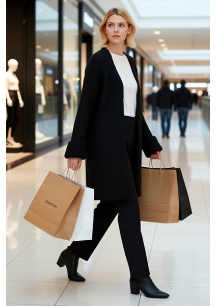 Kadın V Yaka Reglan Kol Uzun Boy Geniş Kalıp Yumuşak Dokulu Düz Desen Rahat Triko Örgü Hırka modelleri