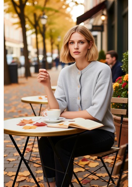 Kadın Geniş Kalıp Yumuşak Dokulu Kısa Kol Triko Hırka Günlük Kombinlerin Vazgeçilmezi Spor fiyatları