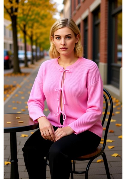 Kadınların Günlük Kombinlerine Modern Bir Hava Katan Bağlama Detaylı Örgü Hırka Stili ve Şıklık Bir fiyatları