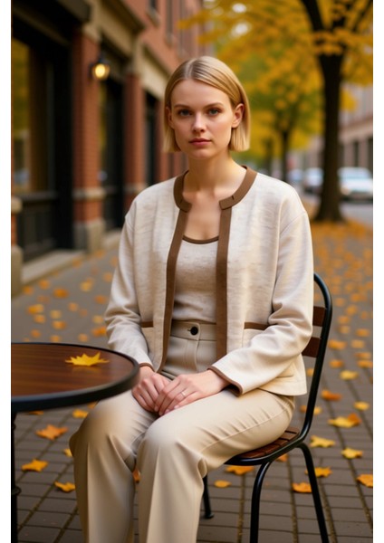 Kadın Konforlu Iki Parça Triko Takım Düşük Kollu Bisiklet Yaka Bluz ve Açık Hırka Seti Şık fiyatları