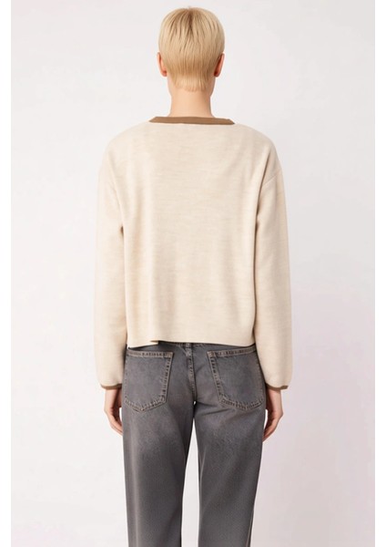 Kadın Konforlu Iki Parça Triko Takım Düşük Kollu Bisiklet Yaka Bluz ve Açık Hırka Seti Şık indirimleri