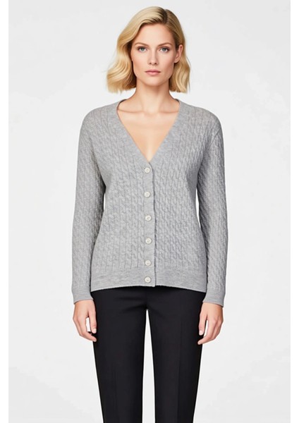 Saç Örgü Dokulu V Yaka Düğmeli Kadın Hırka Yumuşak Dokunuşlu Günlük Şıklık Sunan Zamansız Tasarım fırsatları