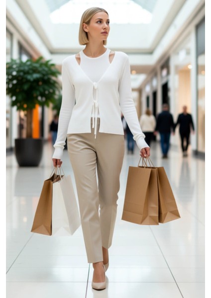 Kadın Şık Triko Hırka ve Askılı Bluz Takımı Modern Kesim Günlük Kombinlerin Vazgeçilmezi Spor modelleri