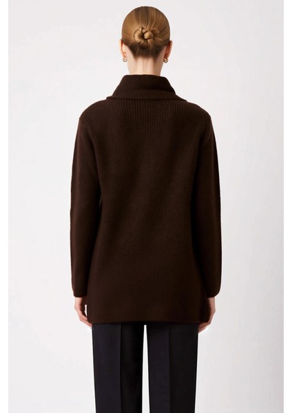 Kadın Asimetrik Düğmeli Atkı Yakalı Selanik Örgü Triko Hırka Kış Sezonu Günlük Şıklık ve Konfor indirimleri