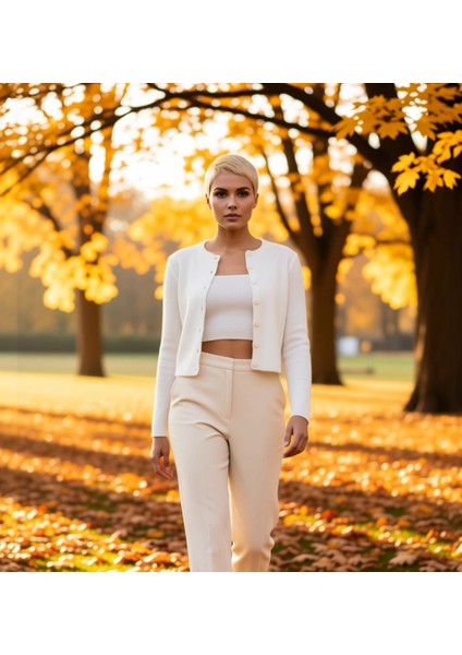 Kadınlara Özel Yumuşak Dokulu Iki Parçalı Crop Triko Takım Günlük Şıklık ve Fonksiyonel Şık