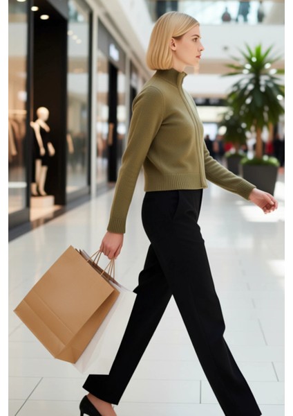 Kadın Fermuarlı Dik Yaka Triko Hırka Yumuşak Dokulu Rahat Kesim Şık Tasarım Fonksiyonel Spor modelleri