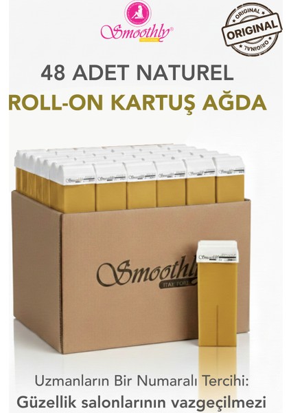 Naturel Kartuş Ağda, Profesyonel Roll-On Ağda 48 Adet - Tüm Ciltler Için Kartuş Ağda