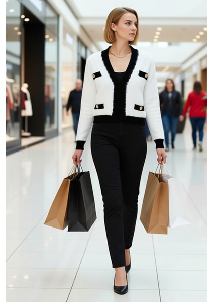 Kadın Tüylü Yumoş Iplikli Kısa Kesim Triko Hırka V Yaka Uzun Kollu Şık Tasarım Gündüz Gece modelleri