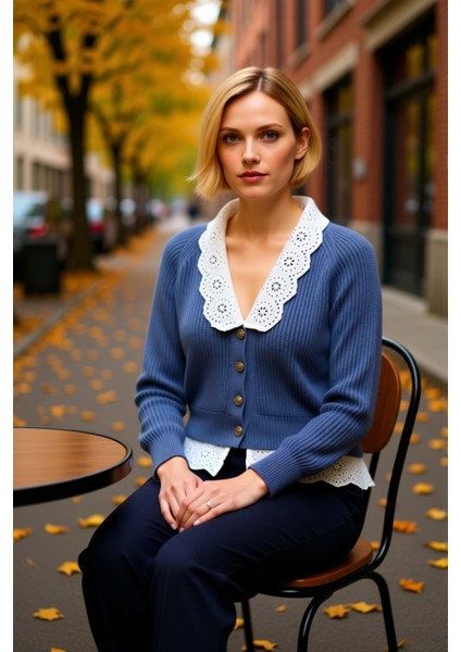 Kadın Crop Garnili V Yaka Triko Hırka Zarif Düğme Detayları ile Şık ve Konforlu Bir Seçim Her fiyatları