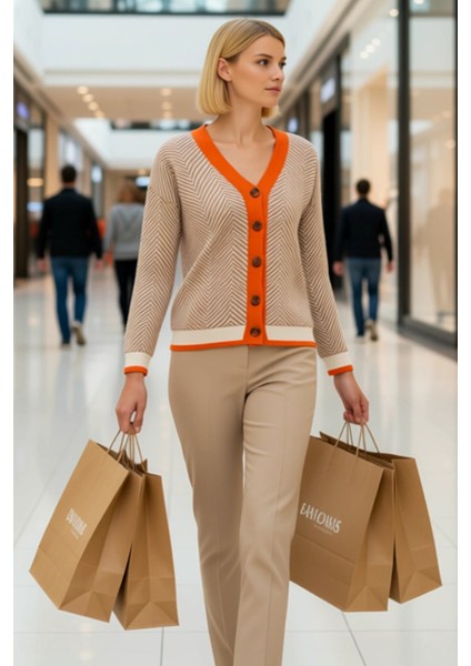 Kadın Oversize Geometrik Desenli Düğmeli Triko Hırka Konforlu Günlük Stilin Tamamlayıcısı Şık modelleri