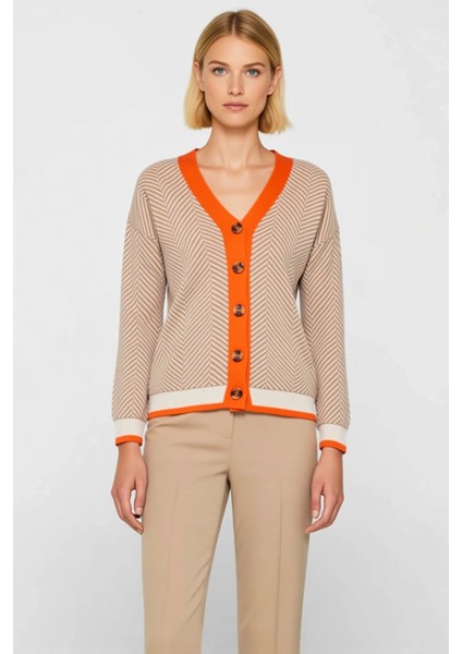 Kadın Oversize Geometrik Desenli Düğmeli Triko Hırka Konforlu Günlük Stilin Tamamlayıcısı Şık fırsatları