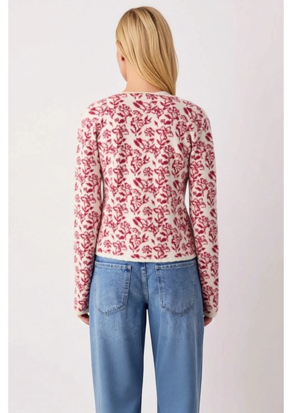 Kadın Desenli V Yaka Triko Hırka Kurdele Detaylı Fonksiyonel Dayanıklı Kaliteli Konforlu Şık indirimleri