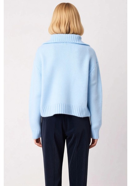 Kadınların Kış Gardıroplarına Sıcaklık ve Katan Düşük Kollu Polo Yaka Oversize Crop Triko Hırka indirimleri