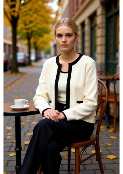 Kadın Konforlu Iki Parça Triko Takım Düşük Kollu Bisiklet Yaka Bluz ve Açık Hırka Seti Şık fiyatları