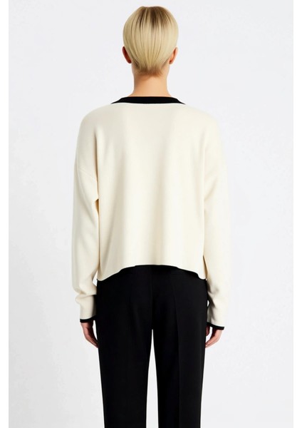 Kadın Konforlu Iki Parça Triko Takım Düşük Kollu Bisiklet Yaka Bluz ve Açık Hırka Seti Şık indirimleri